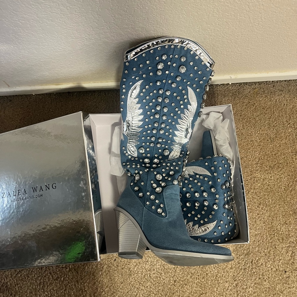 Denim cowboy boots